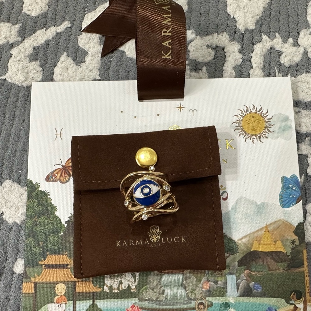 New In Box Never Worn Karma and Luck Evil Eye Ring Size 7